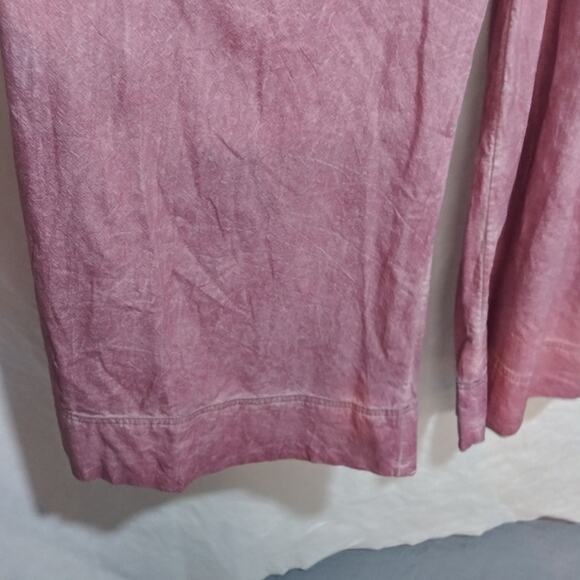 Free People Mauve Acid Wash Wide Leg Short Sleeve Jumpsuit Casual Size 2 - Picture 7 of 10